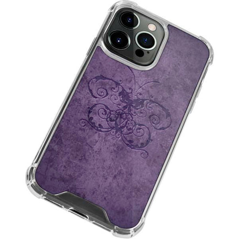 Purple Damask Butterfly by Brigid Ashwood iPhone 15 Pro Clear Case